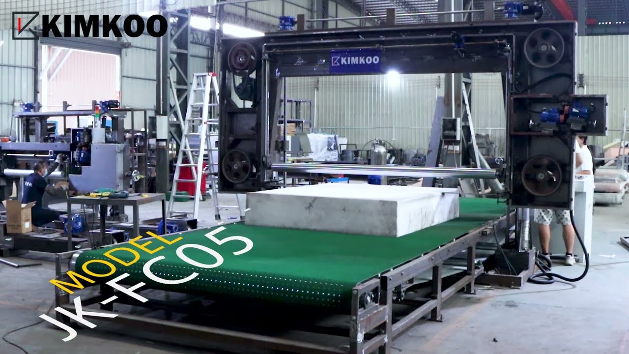 Horizontal Foam Cutting Machine with Conveyor | Continuous PU Foam Sheet Cutting Machine