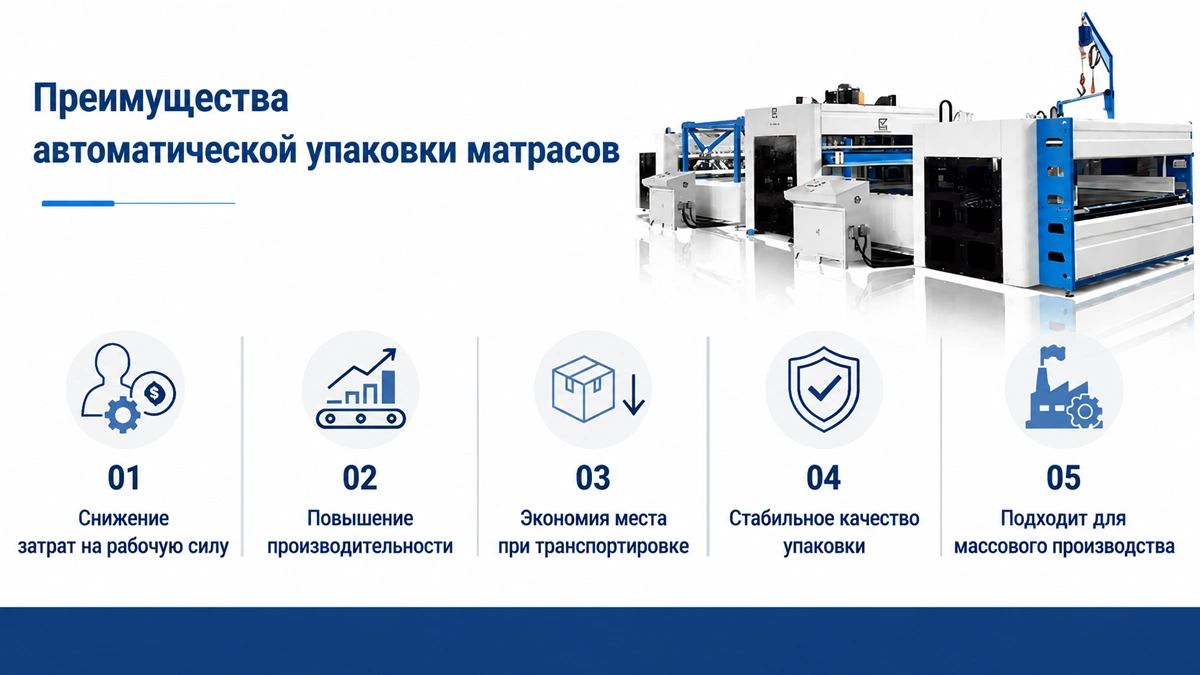 Преимущества автоматической упаковки матрасов